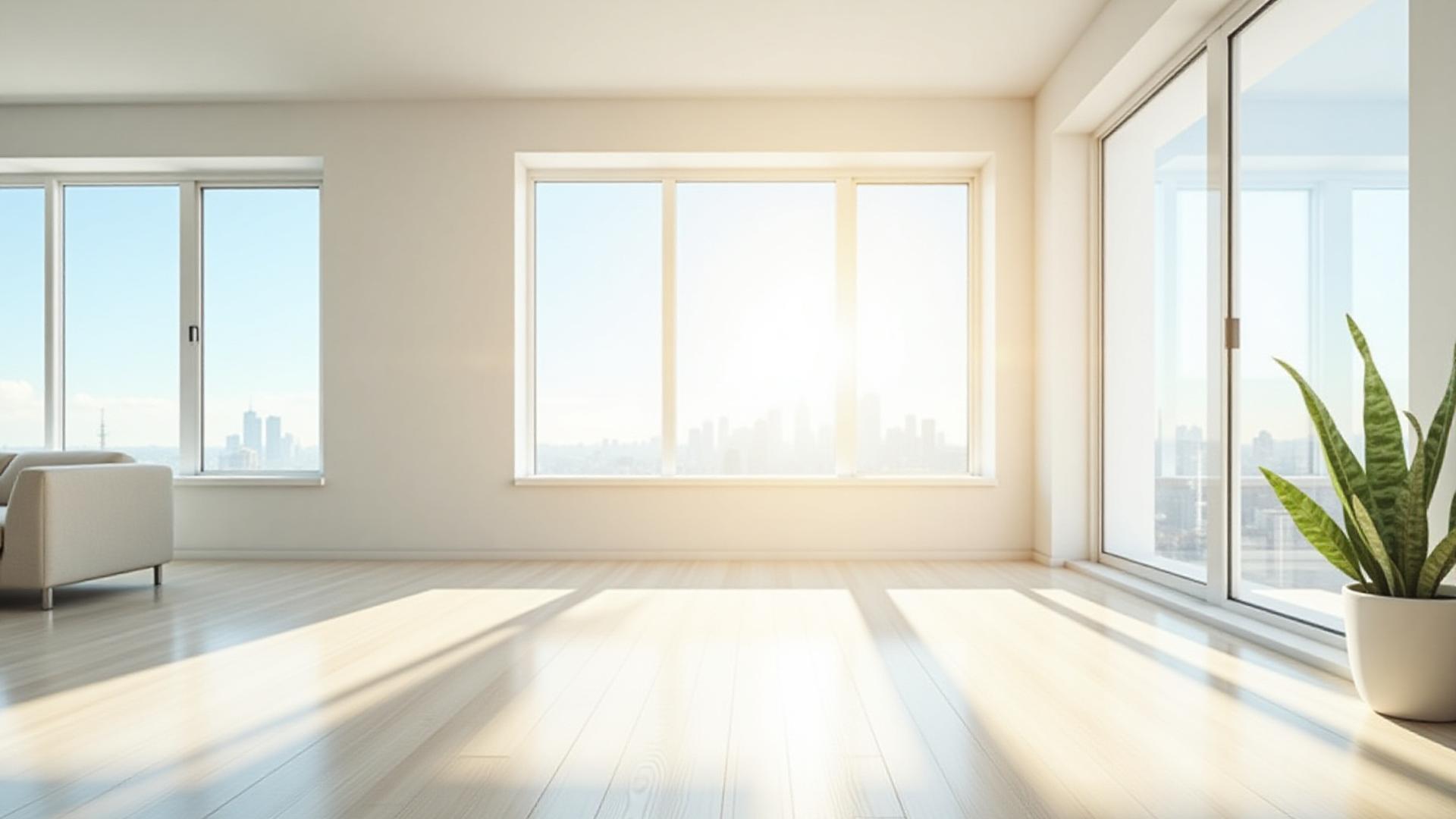 Sparkling clean, empty apartment living room with natural light, ready for new tenants